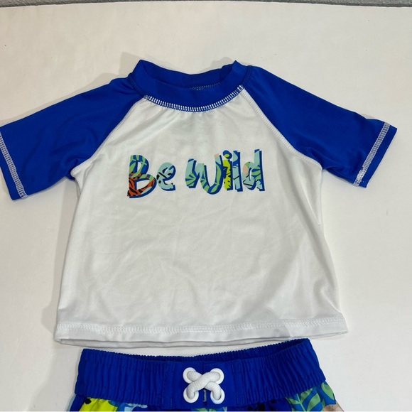 Wonder Nation Tropical Jungle Print “Be Wild” Boys Swim Suit Size 3-6 Months - Picture 2 of 10